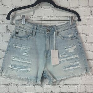 Kancan Relaxed Fit Distressed Denim Shorts Size Small NEW
